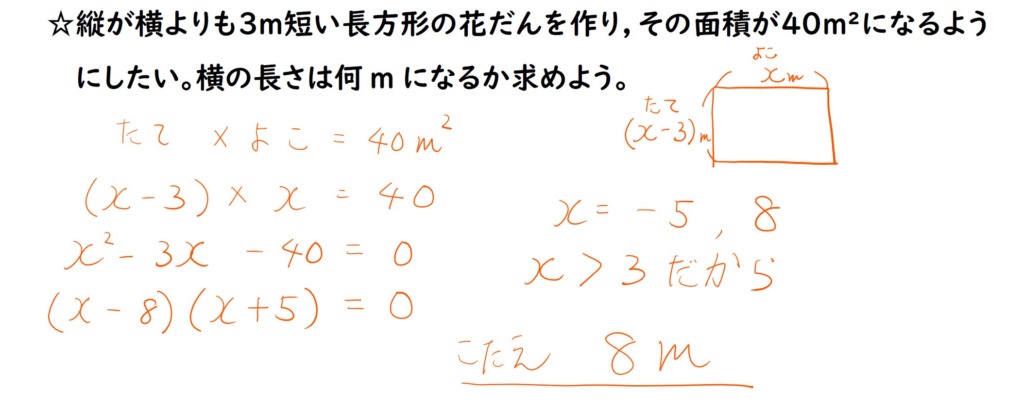 2次方程式の文章題の答えの画像