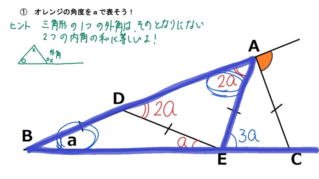 角度を求める問題の解説画像