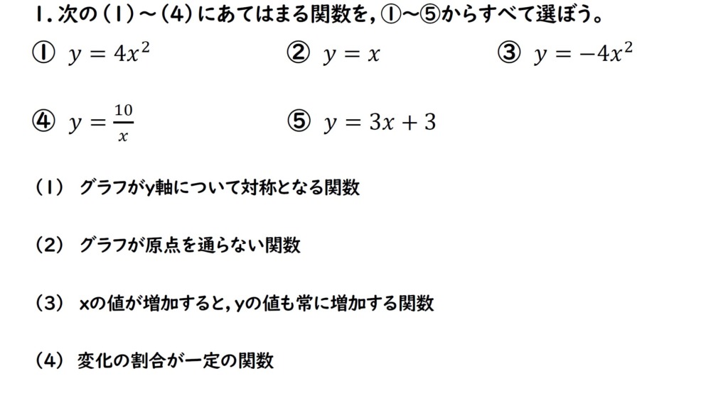 2次関数の基本問題の画像