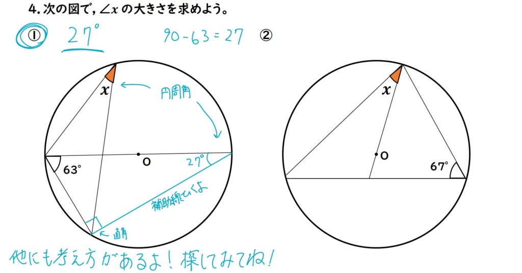 円周角の問題の解説画像１