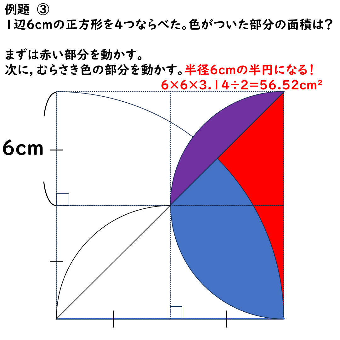 おうぎ形の面積の求め方の解説